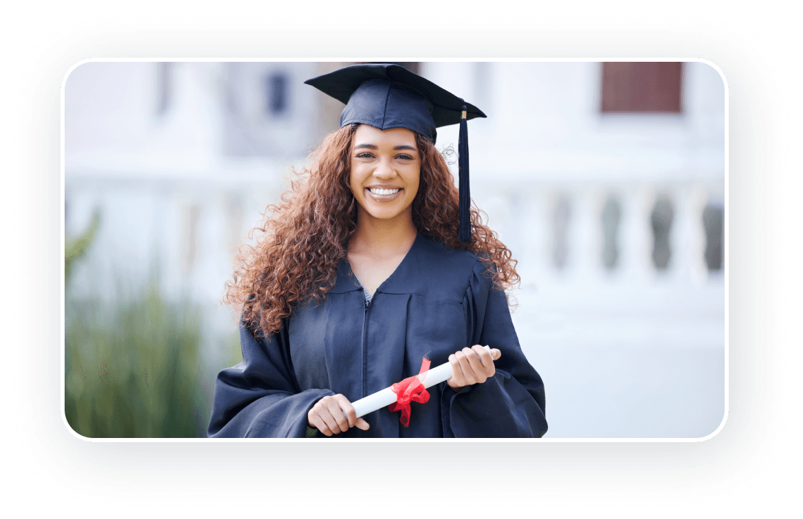 Graduate celebrating financial literacy achievement